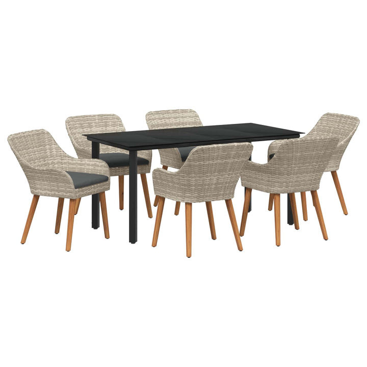 Have Spisebordssæt med pude 7 pcs Lysegrå polyrattan