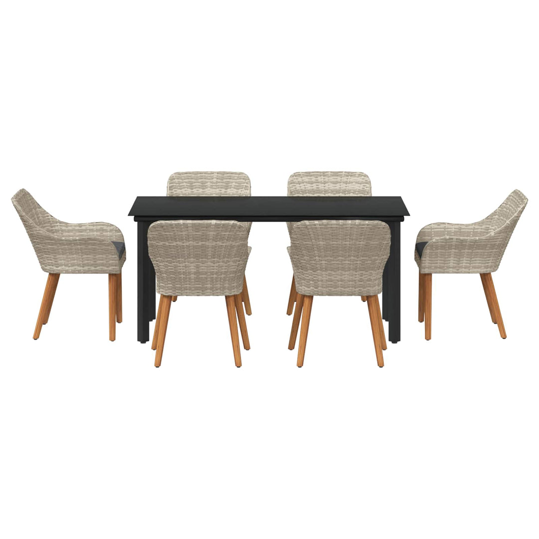 Have Spisebordssæt med pude 7 pcs Lysegrå polyrattan