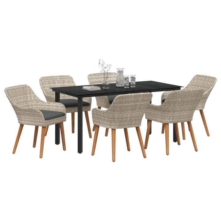 Have Spisebordssæt med pude 7 pcs Lysegrå polyrattan