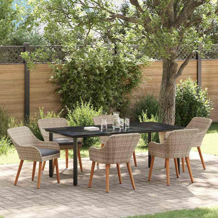 Have Spisebordssæt med pude 7 pcs Lysegrå polyrattan