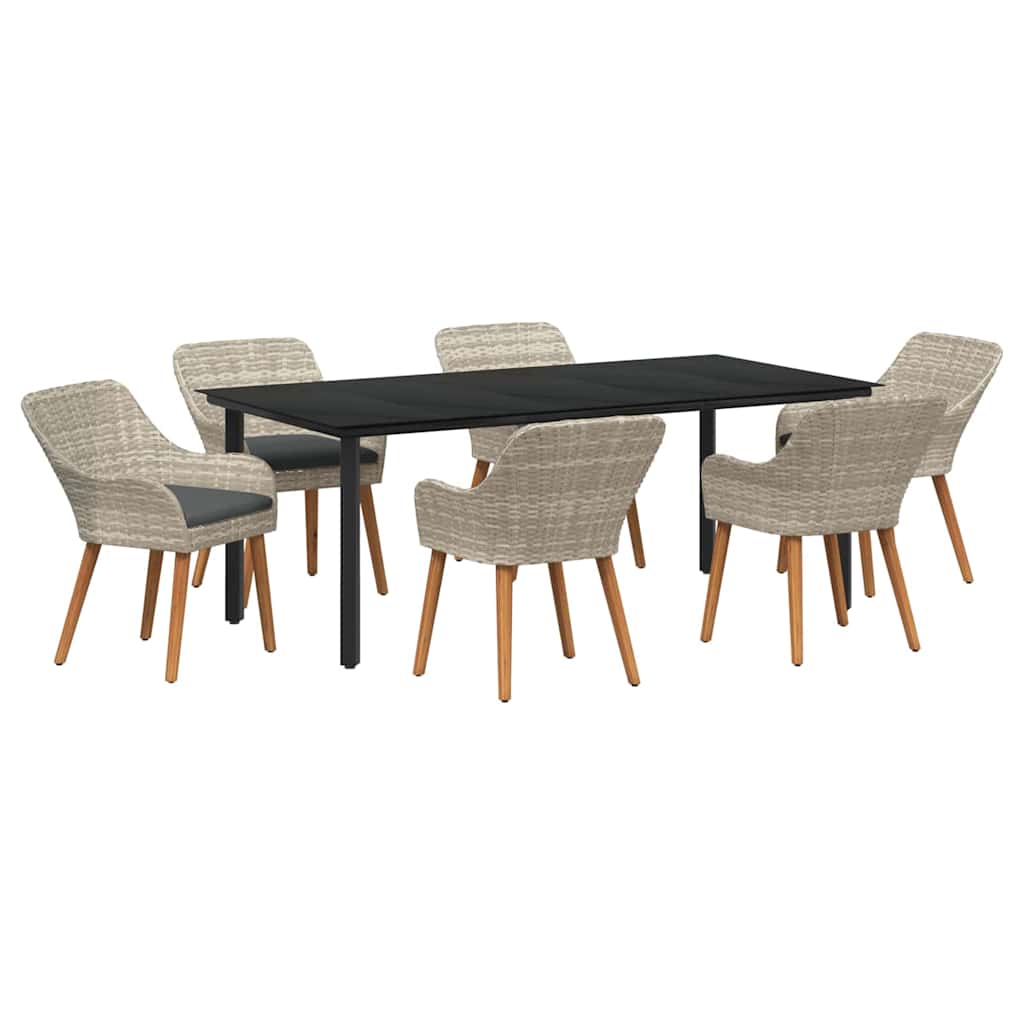 Have Spisebordssæt med pude 7 pcs Lysegrå polyrattan
