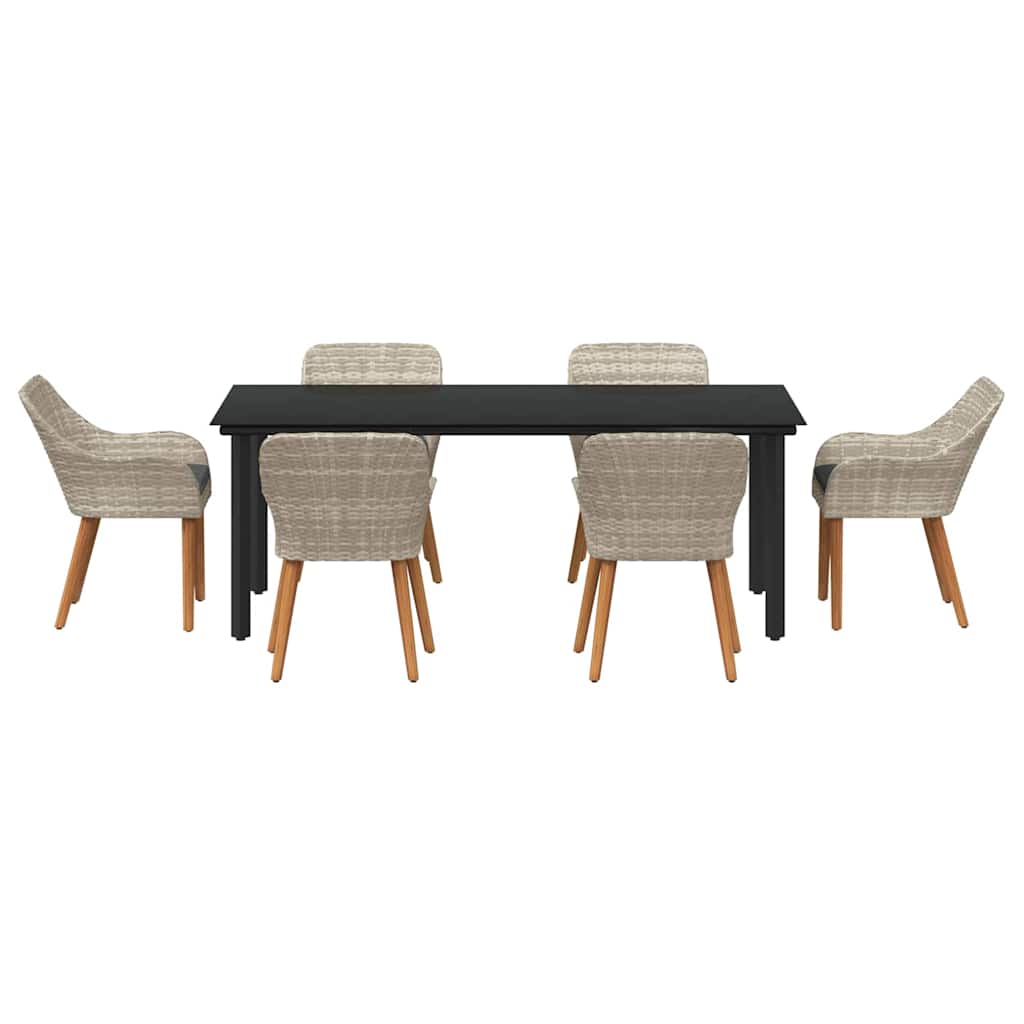 Have Spisebordssæt med pude 7 pcs Lysegrå polyrattan