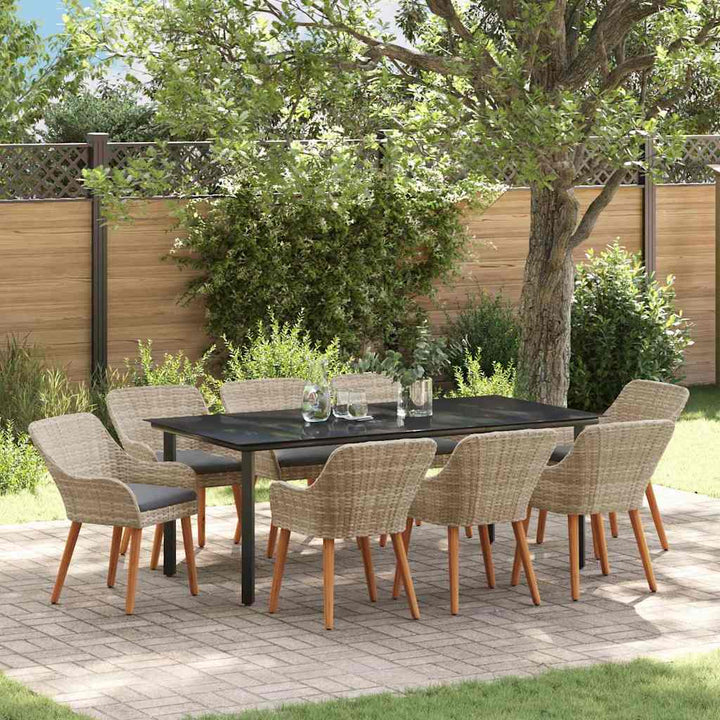 Have Spisebordssæt med pude 9 pcs Lysegrå polyrattan