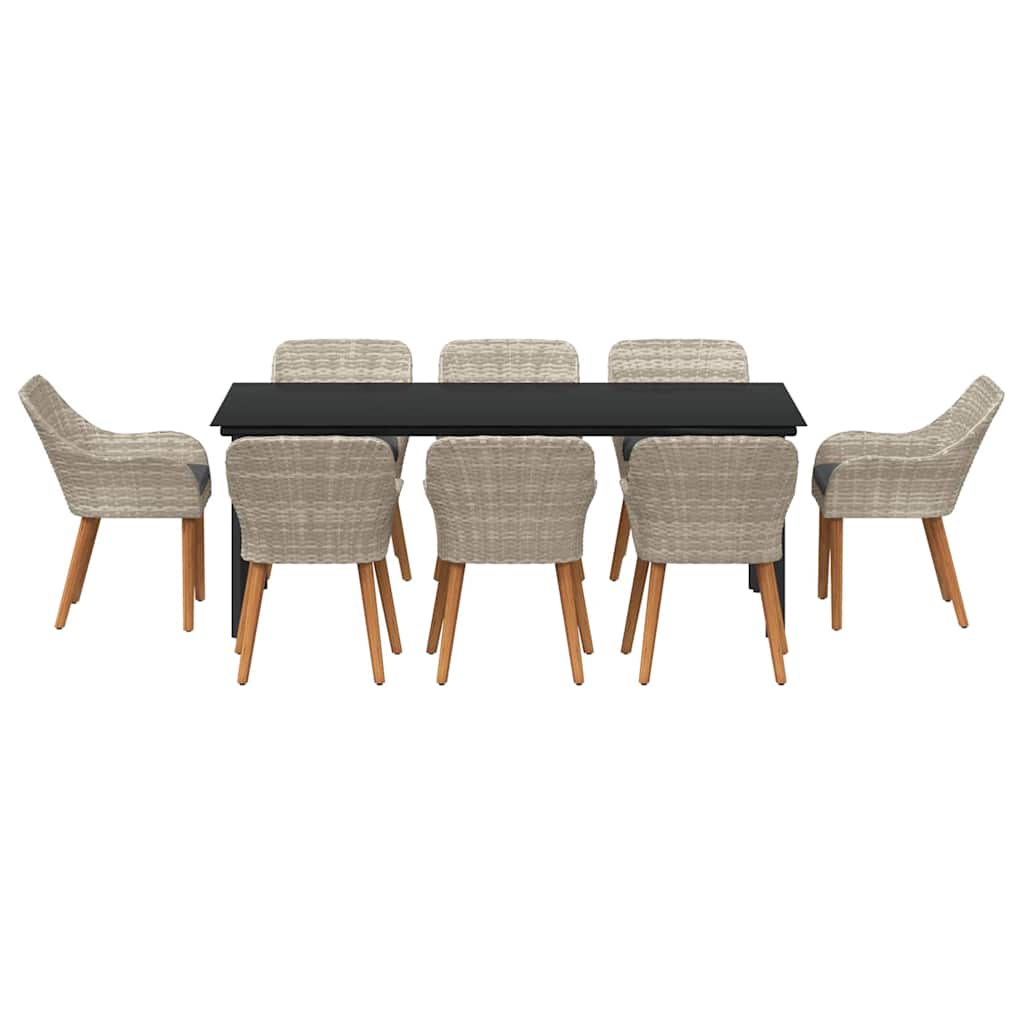 Have Spisebordssæt med pude 9 pcs Lysegrå polyrattan