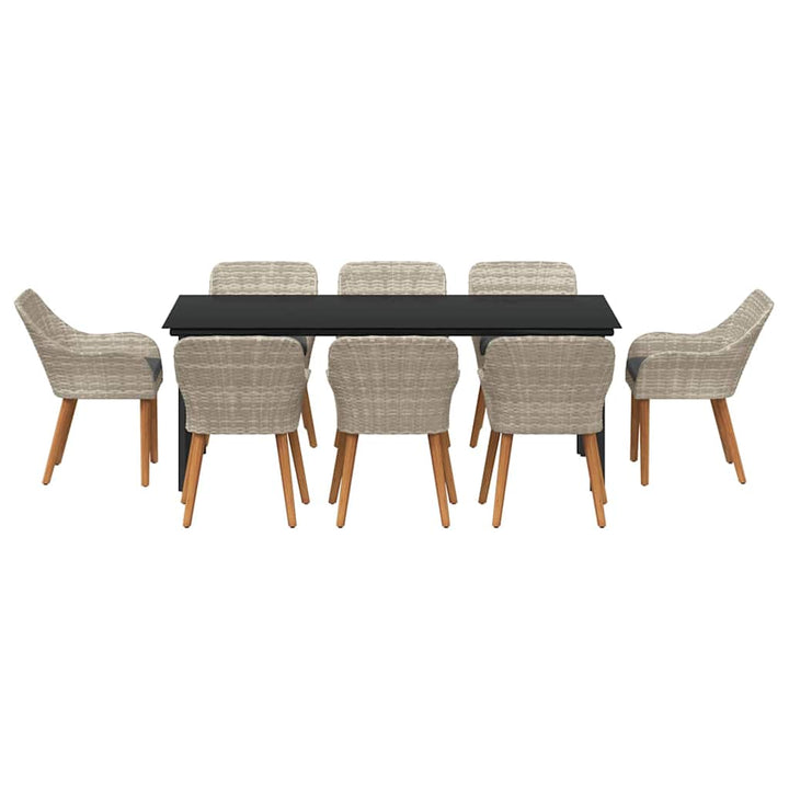 Have Spisebordssæt med pude 9 pcs Lysegrå polyrattan