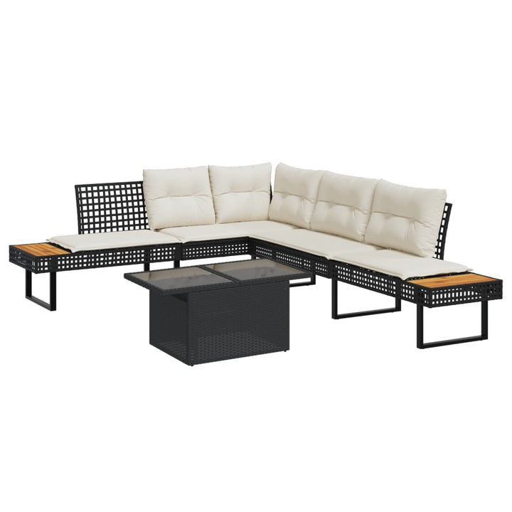sofasæt til haven 2 dele med hynder polyrattan og glas sort