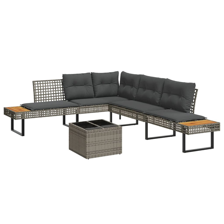 sofasæt til haven 2 dele med hynder polyrattan og glas grå