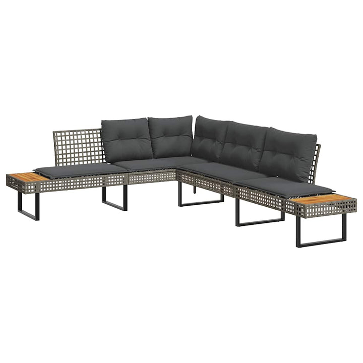 sofasæt til haven 2 dele med hynder polyrattan og glas grå