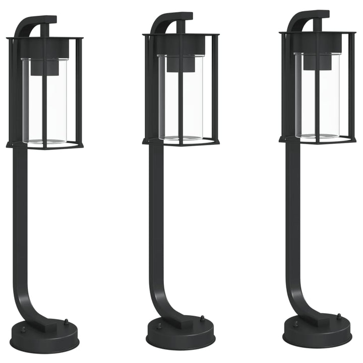 udendørs standerlampe 3 stk. 60 cm rustfrit stål sort