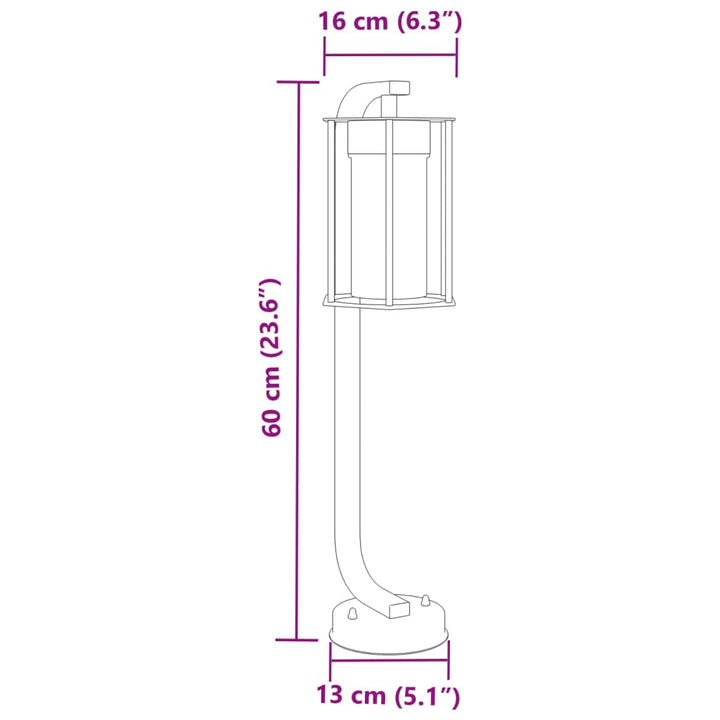 udendørs standerlampe 3 stk. 60 cm rustfrit stål sort