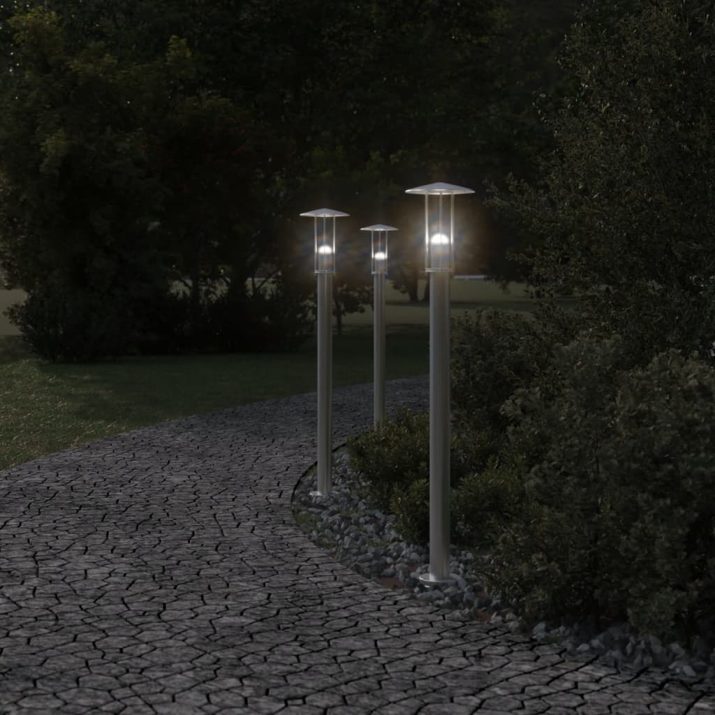 udendørs standerlampe 100 cm rustfrit stål sølvfarvet