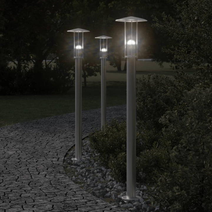 udendørs standerlampe 100 cm rustfrit stål sølvfarvet