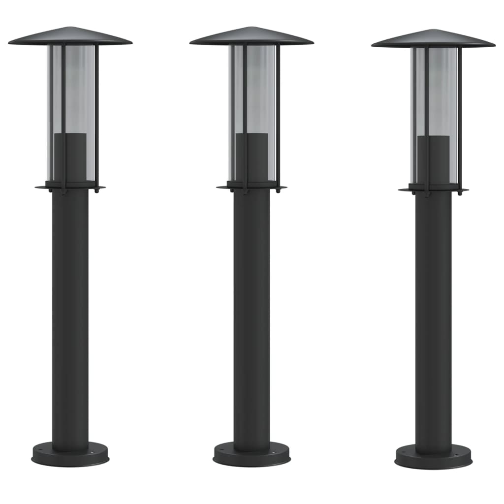 udendørs standerlampe 3 stk. 60 cm rustfrit stål sort