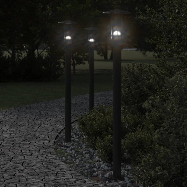 udendørs standerlampe 100 cm rustfrit stål sort