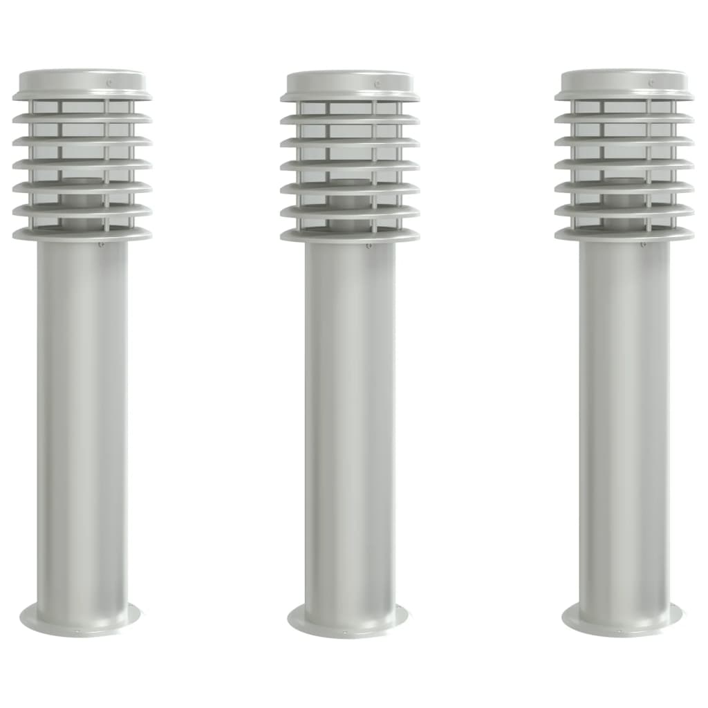 udendørs standerlamper 3 stk. 60 cm rustfrit stål sølvfarvet