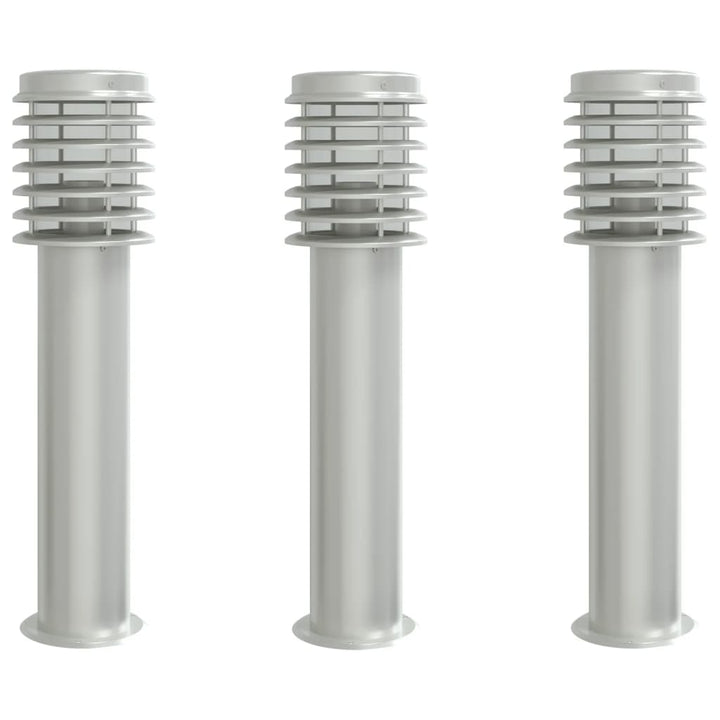 udendørs standerlamper 3 stk. 60 cm rustfrit stål sølvfarvet