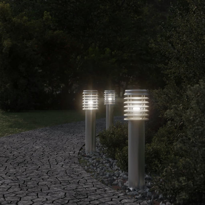 udendørs standerlamper 3 stk. 60 cm rustfrit stål sølvfarvet