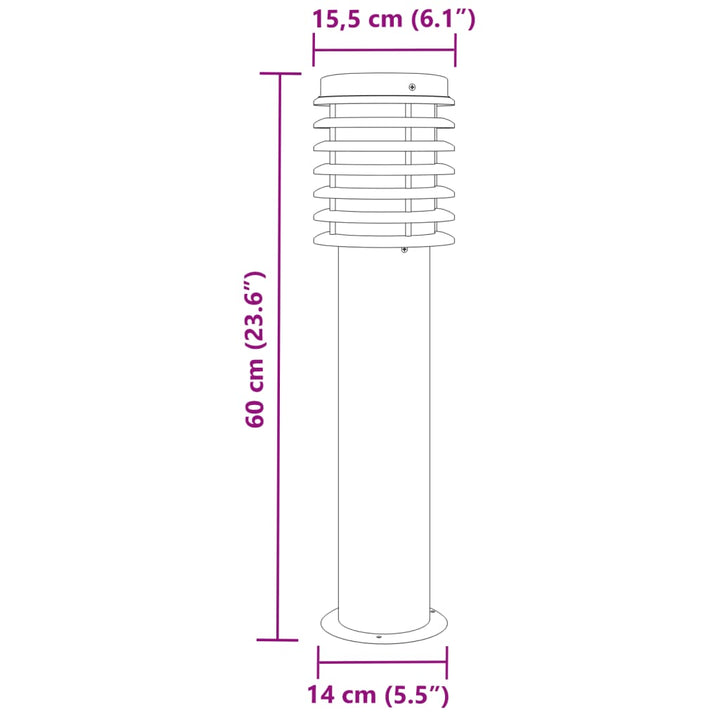 udendørs standerlamper 3 stk. 60 cm rustfrit stål sølvfarvet