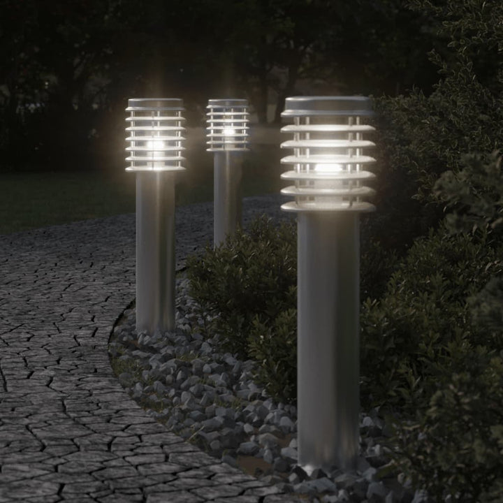 udendørs standerlamper 3 stk. 60 cm rustfrit stål sølvfarvet