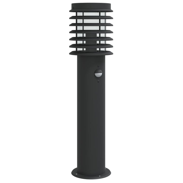 udendørs standerlampe med sensor 60 cm rustfrit stål sort