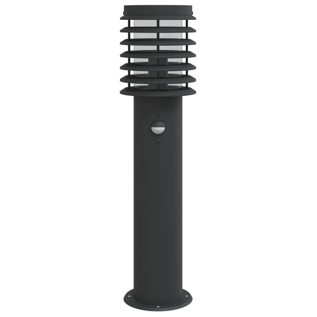 udendørs standerlampe med sensor 60 cm rustfrit stål sort