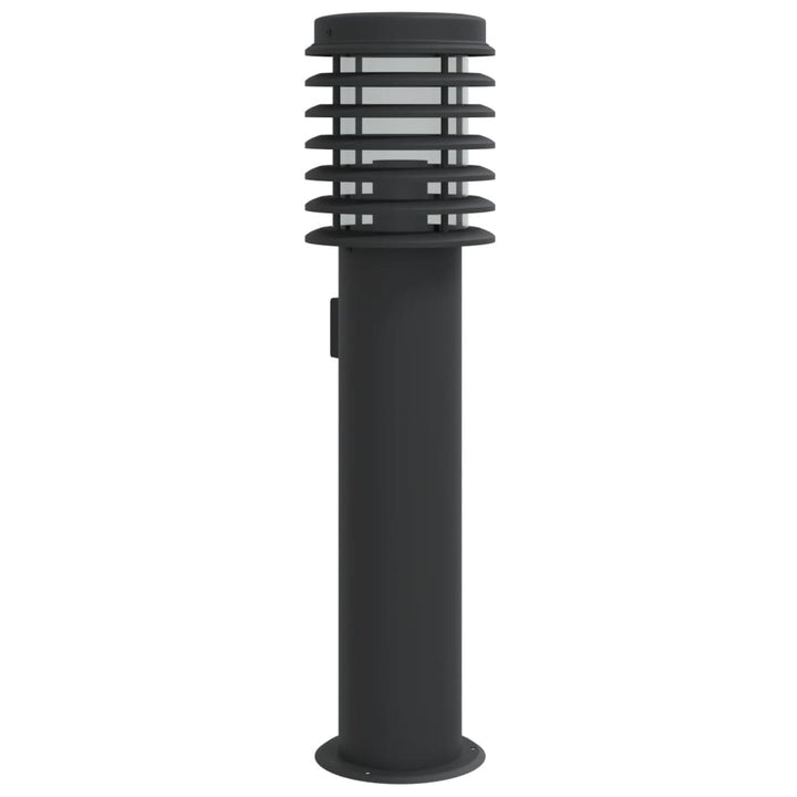 udendørs standerlampe med stikkontakt 60 cm rustfrit stål sort