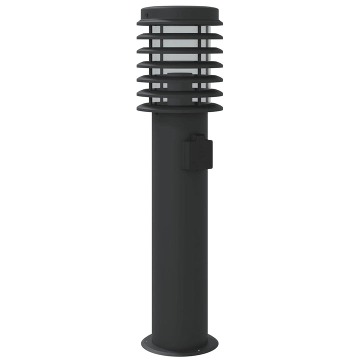 udendørs standerlamper 3stk stikkontakt 60cm rustfrit stål sort