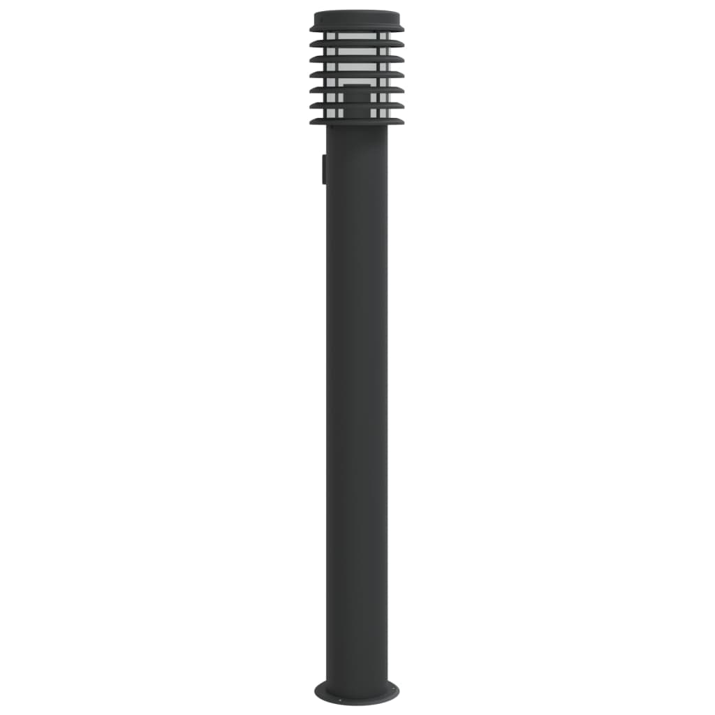 udendørs standerlampe med stikkontakt 60 cm rustfrit stål sort