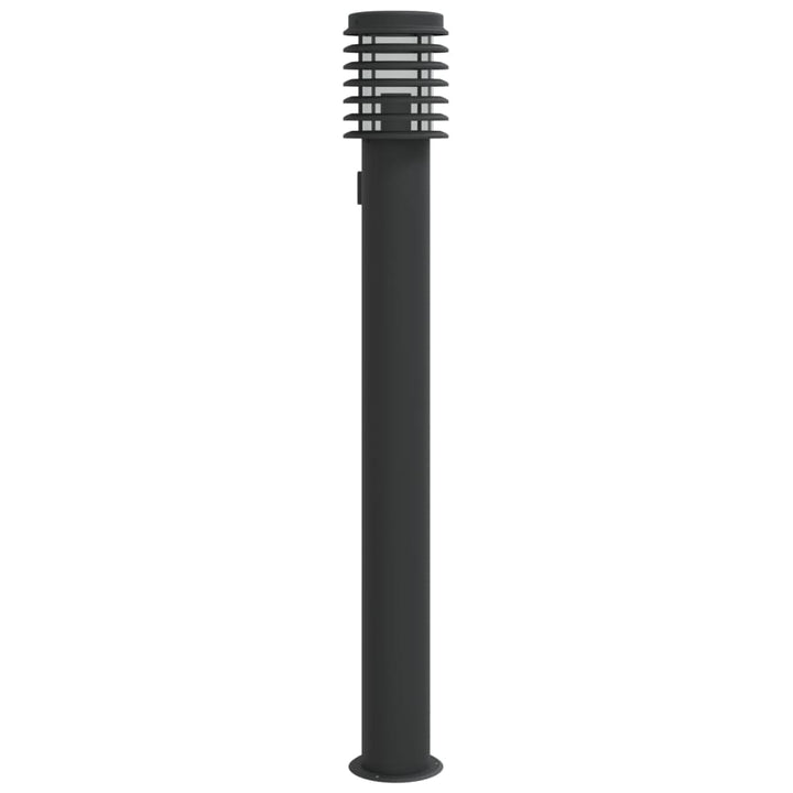 udendørs standerlampe med stikkontakt 60 cm rustfrit stål sort