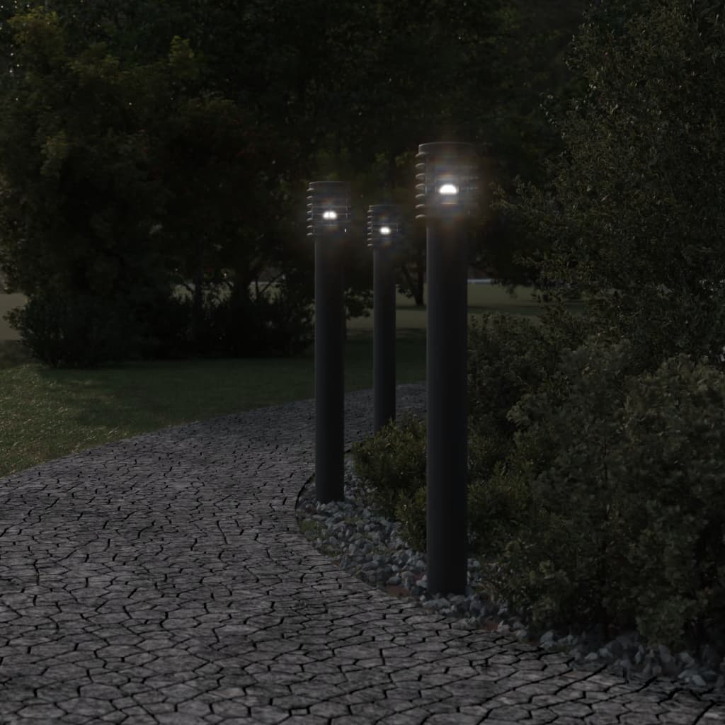 udendørs standerlampe med stikkontakt 60 cm rustfrit stål sort