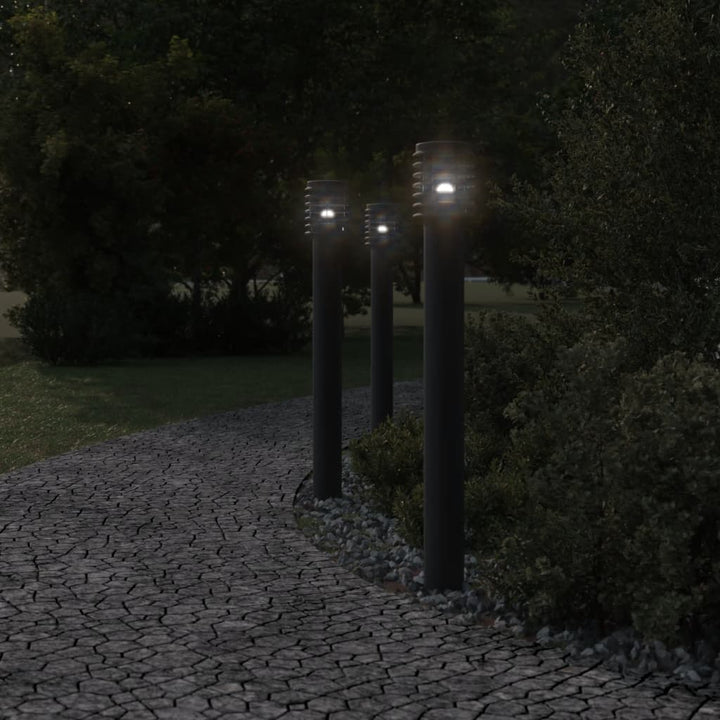 udendørs standerlampe med stikkontakt 60 cm rustfrit stål sort