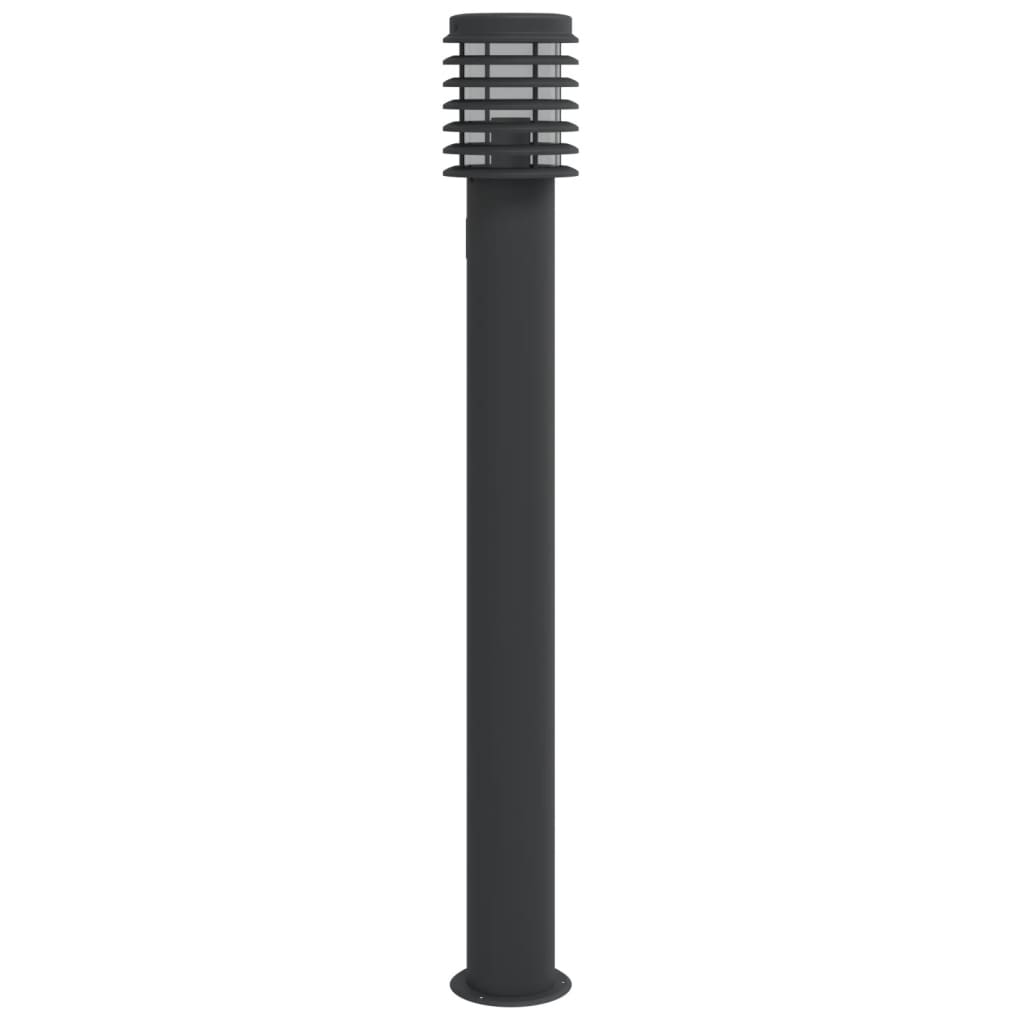 udendørs standerlampe med stikkontakt 60 cm rustfrit stål sort