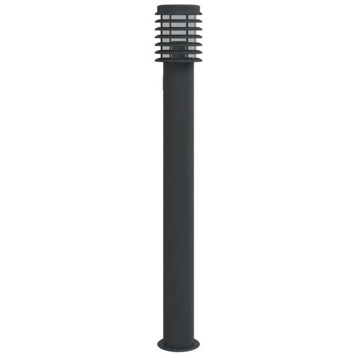 udendørs standerlampe med stikkontakt 60 cm rustfrit stål sort