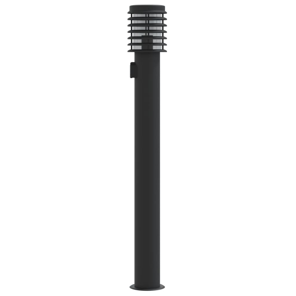 udendørs standerlampe med stikkontakt 60 cm rustfrit stål sort