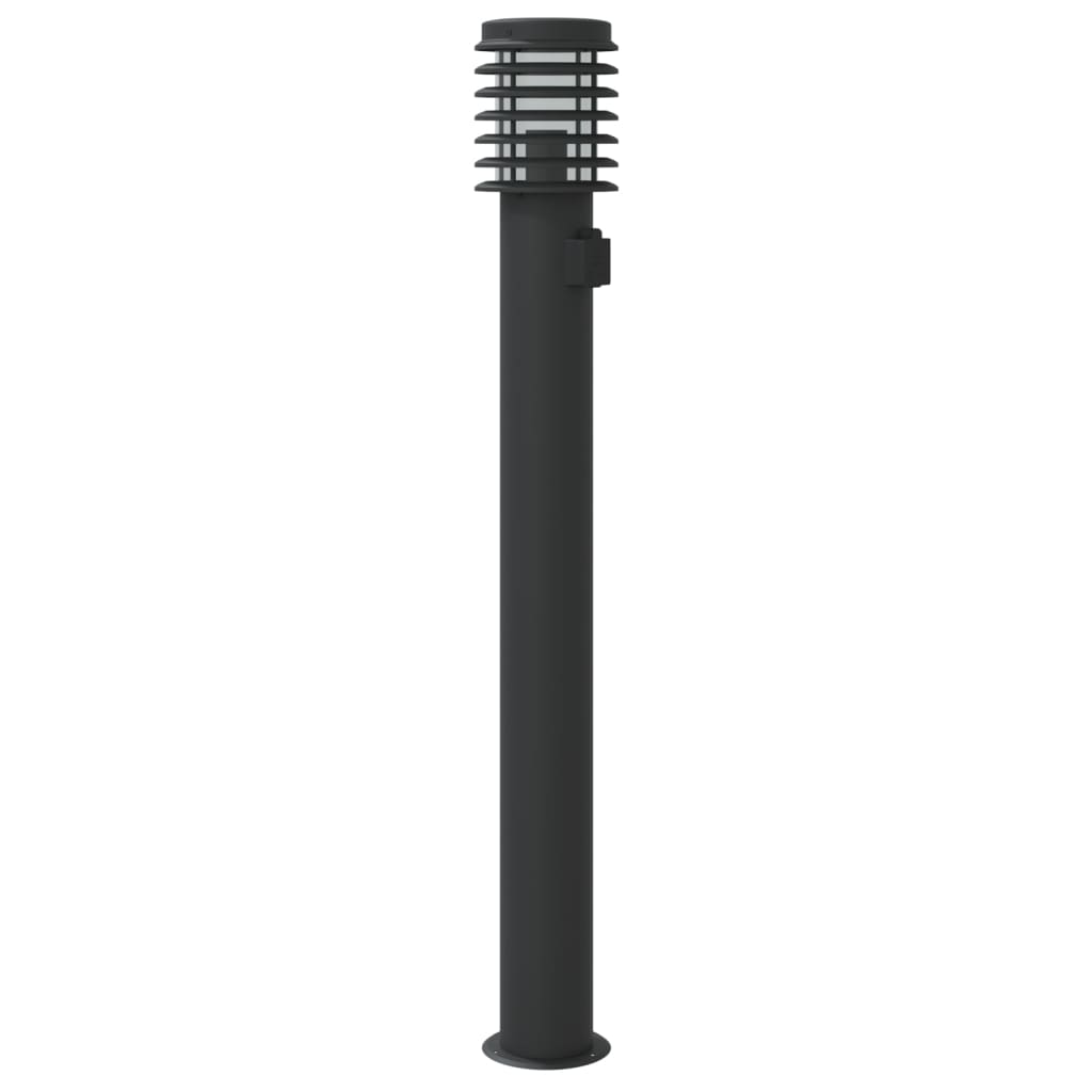 udendørs standerlampe med stikkontakt 60 cm rustfrit stål sort
