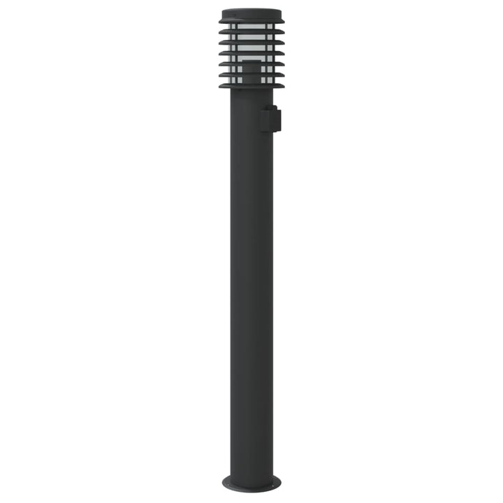 udendørs standerlampe med stikkontakt 60 cm rustfrit stål sort
