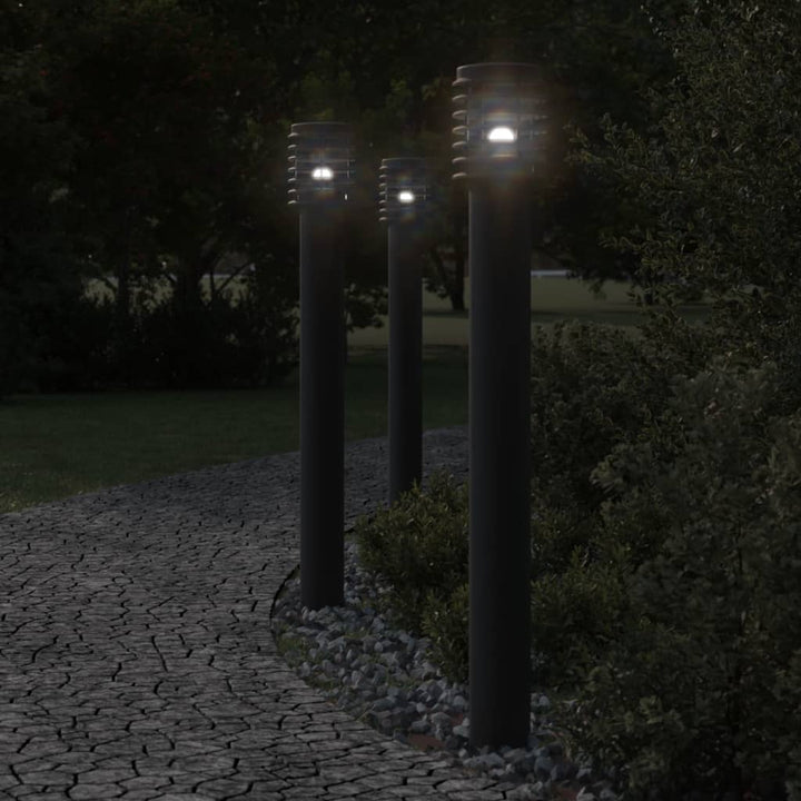 udendørs standerlampe med stikkontakt 60 cm rustfrit stål sort