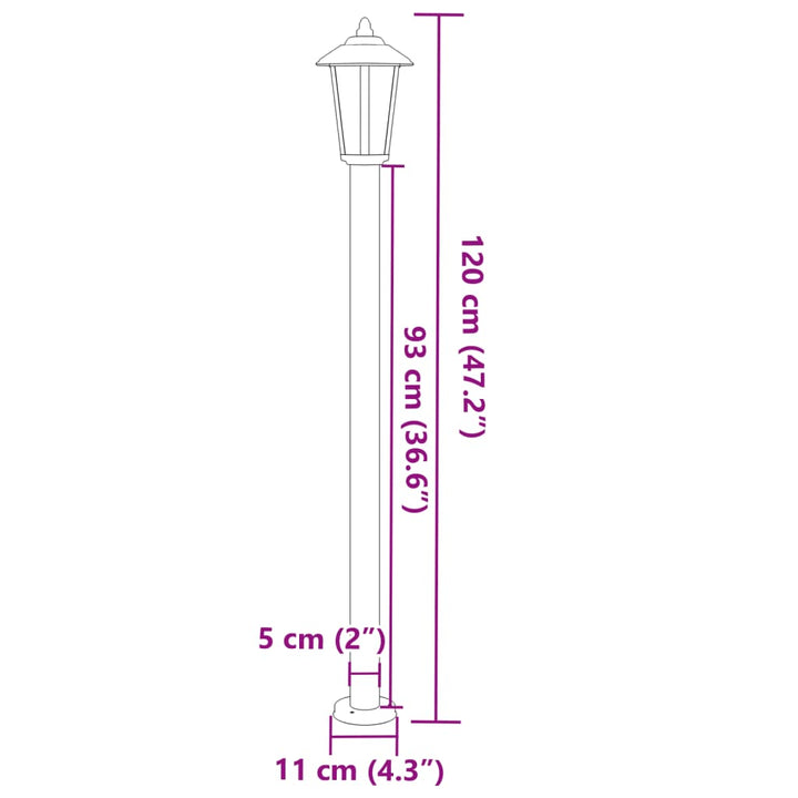 udendørs standerlampe 120 cm rustfrit stål sølvfarvet