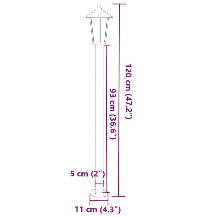 udendørs standerlamper 3 stk. 120 cm rustfrit stål sort