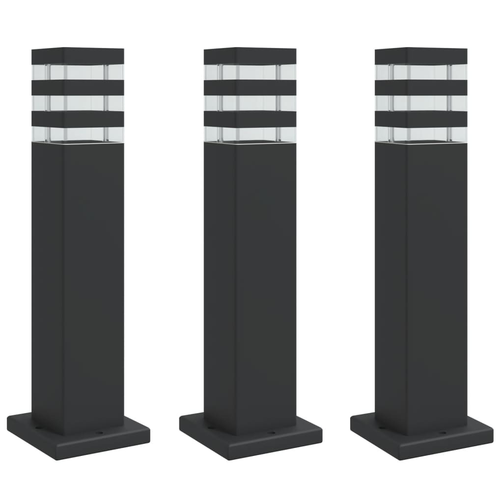 udendørs standerlamper 3 stk. 50 cm aluminium sort