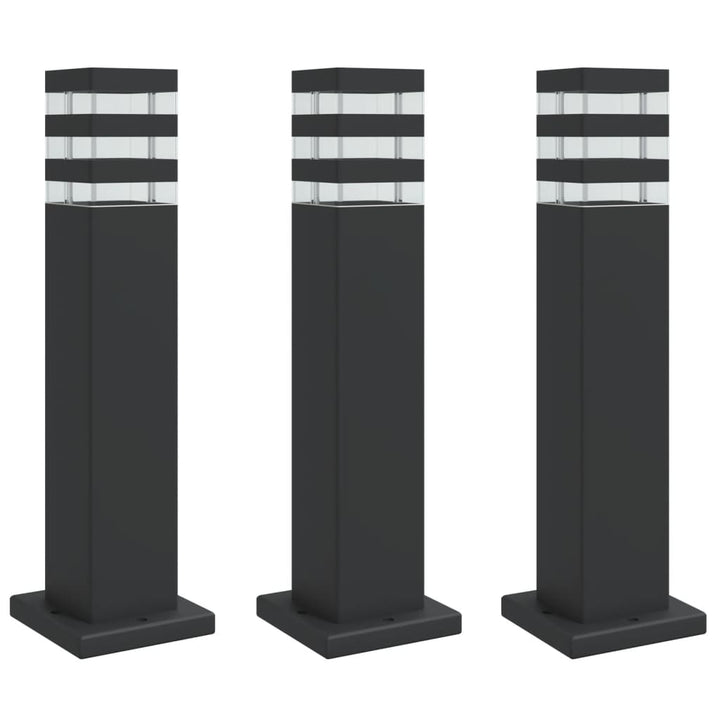 udendørs standerlamper 3 stk. 50 cm aluminium sort