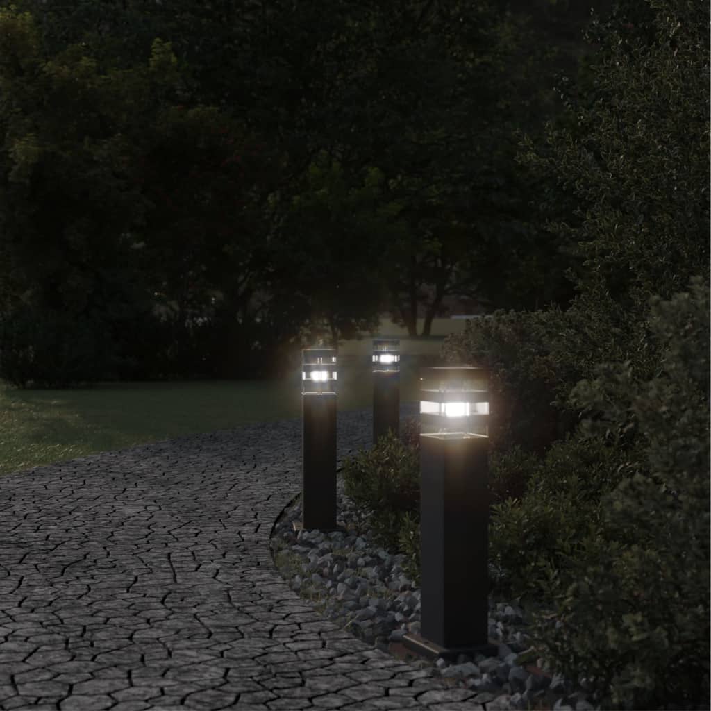 udendørs standerlamper 3 stk. 50 cm aluminium sort