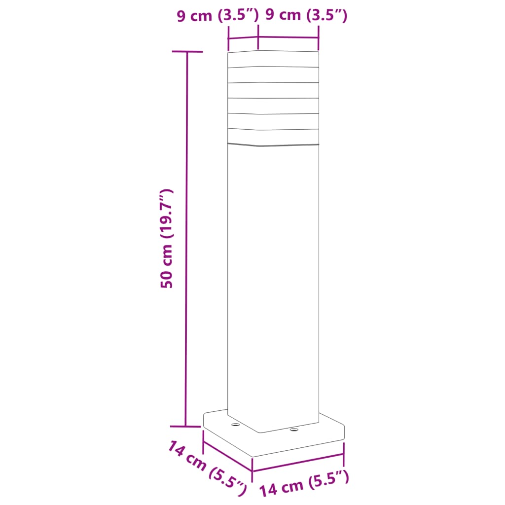 udendørs standerlamper 3 stk. 50 cm aluminium sort