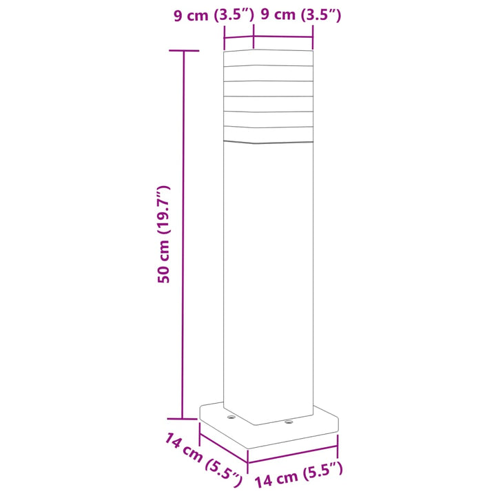 udendørs standerlamper 3 stk. 50 cm aluminium sort