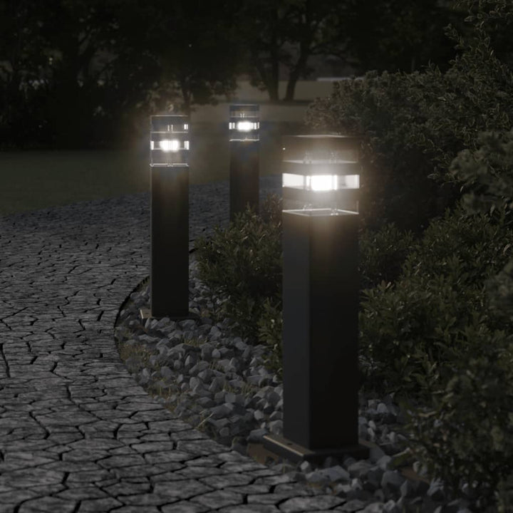 udendørs standerlamper 3 stk. 50 cm aluminium sort