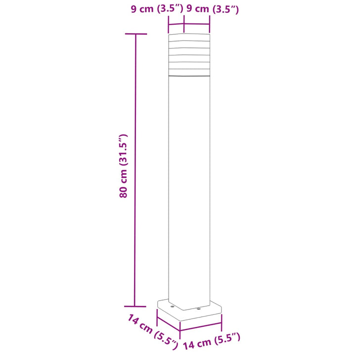 udendørs standerlampe 80 cm aluminium sort