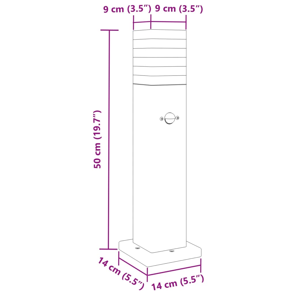 udendørs standerlampe med sensor 50 cm aluminium sort