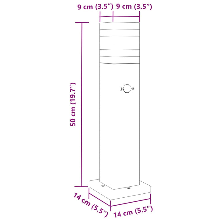 udendørs standerlampe med sensor 50 cm aluminium sort