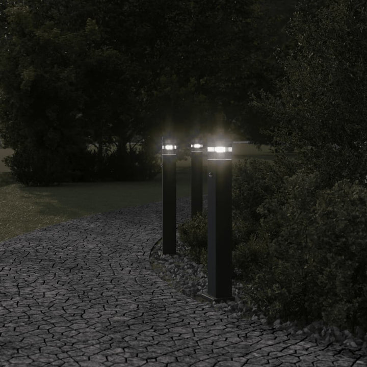 udendørs gulvlampe med sensor 80 cm aluminium sort