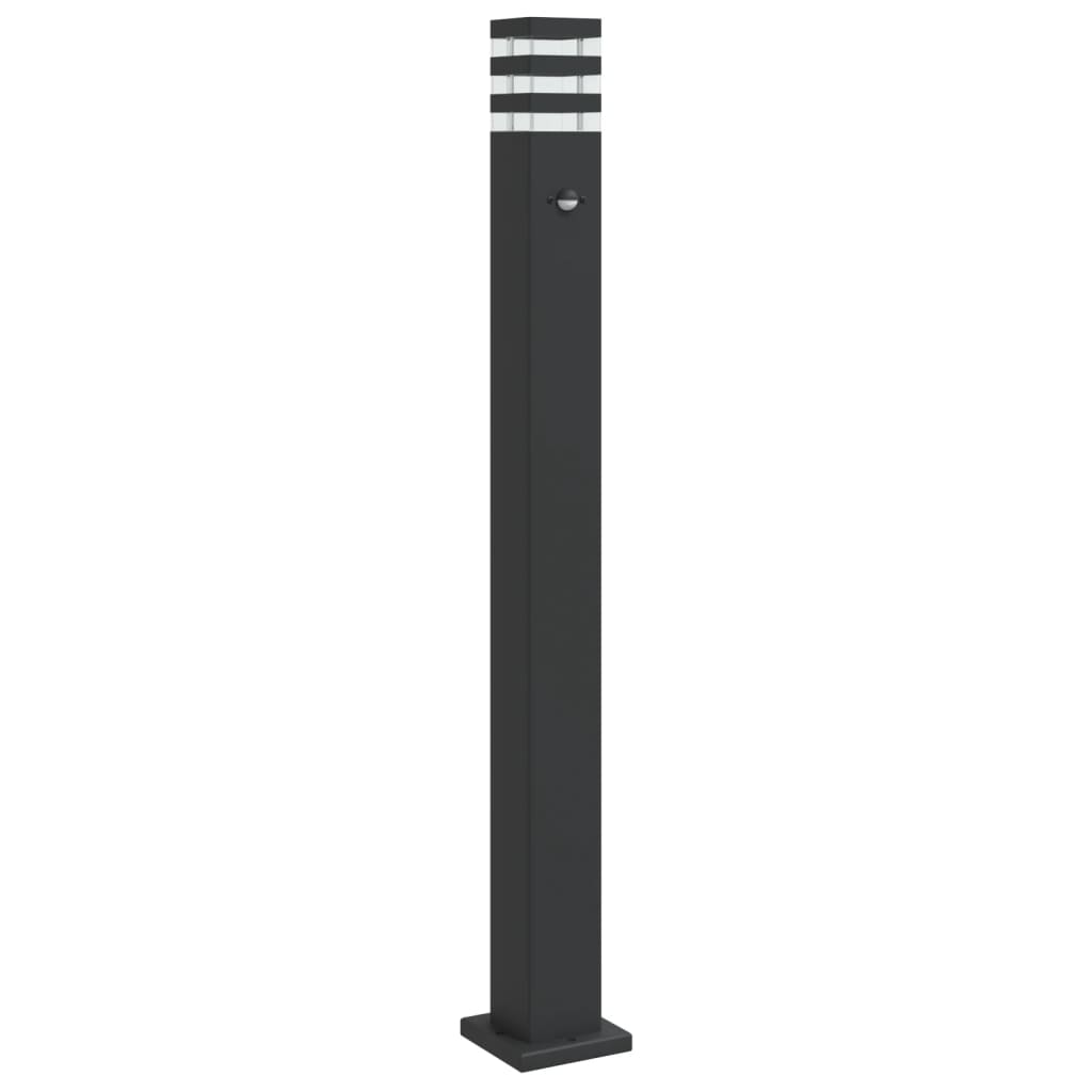 udendørs standerlampe med sensor 110 cm aluminium sort